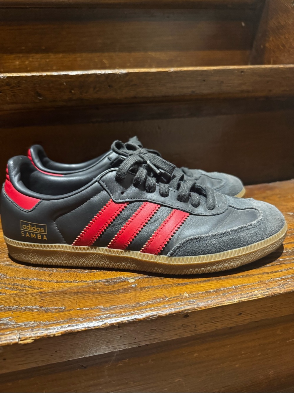 adidas Samba Men's Black with Red Stripes Sneakers